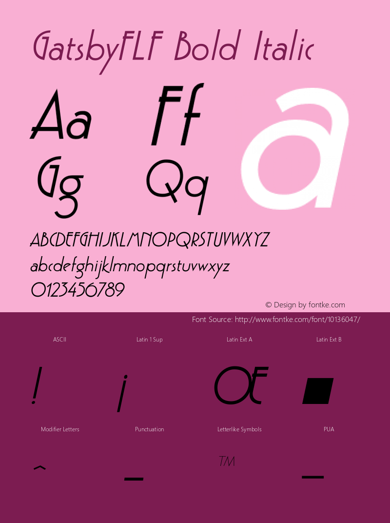 GatsbyFLF Bold Italic 1.0图片样张