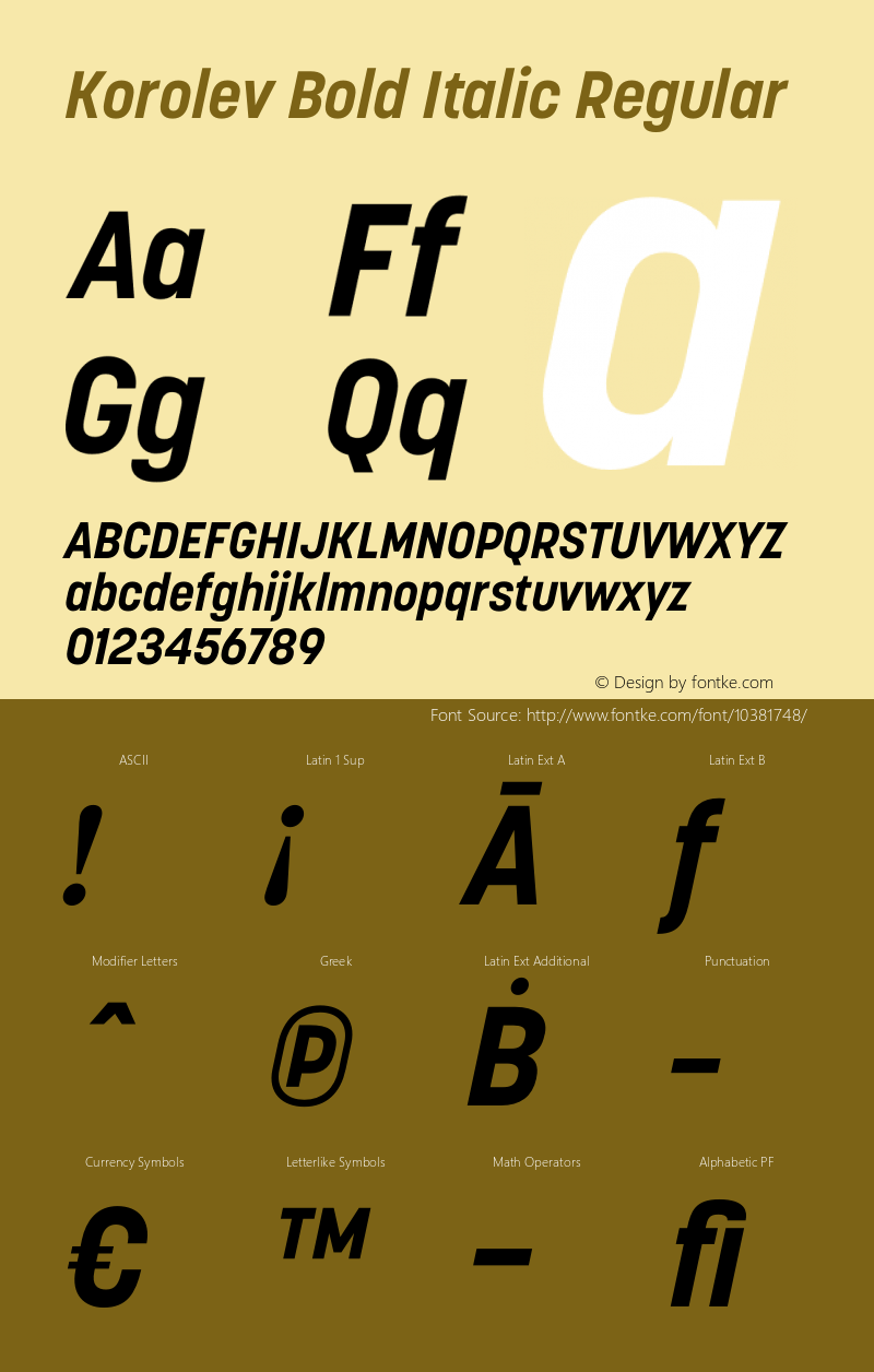 Korolev Bold Italic Regular Version 1.000图片样张