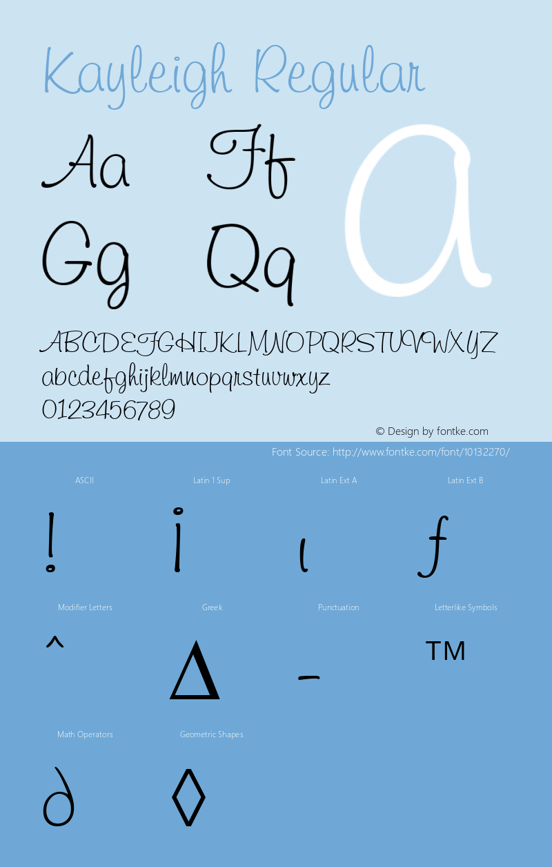 Kayleigh Regular Macromedia Fontographer 4.1 3/19/97图片样张