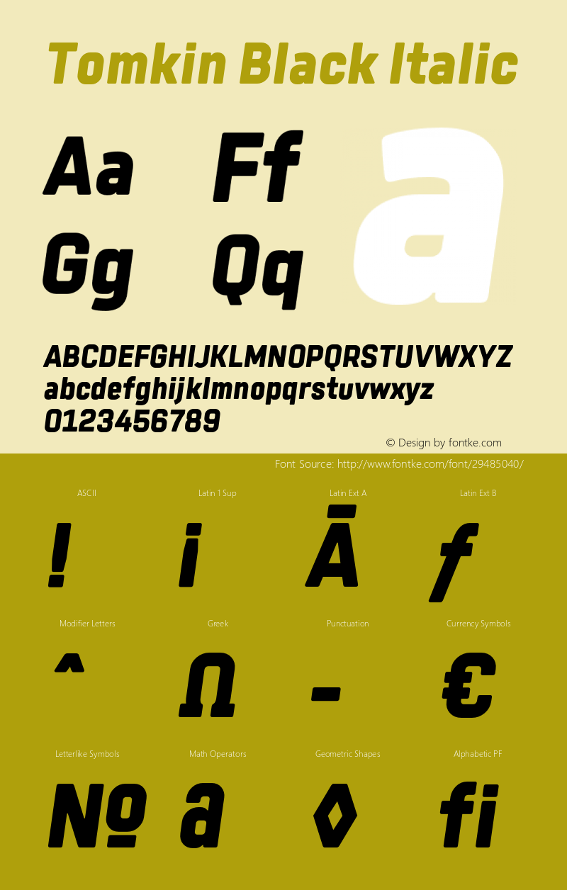 Tomkin-BlackItalic Version 1.000;YWFTv17图片样张