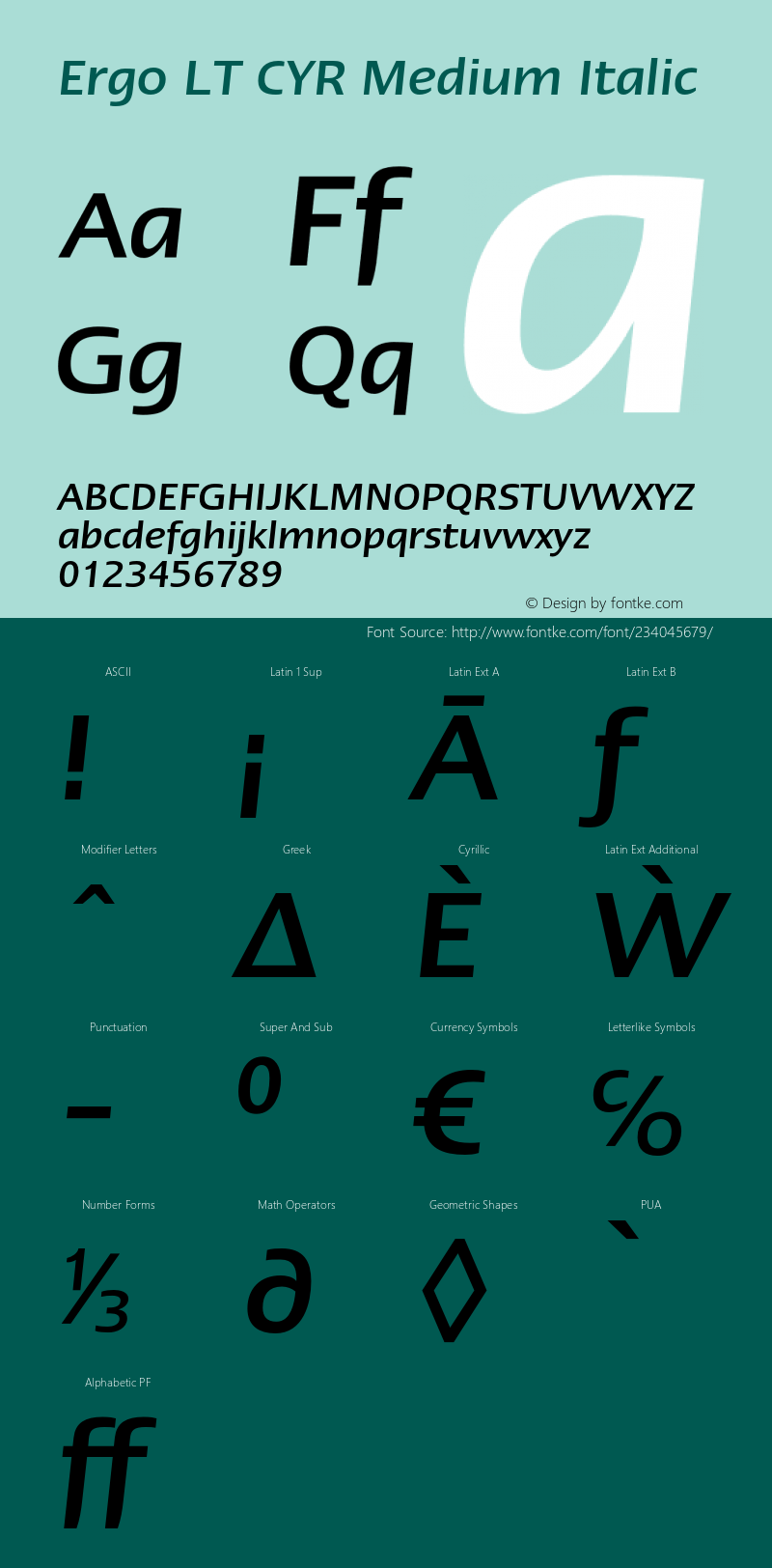 ErgoLTCYR-MediumItalic Version 1.000;PS 001.000;hotconv 1.0.38图片样张