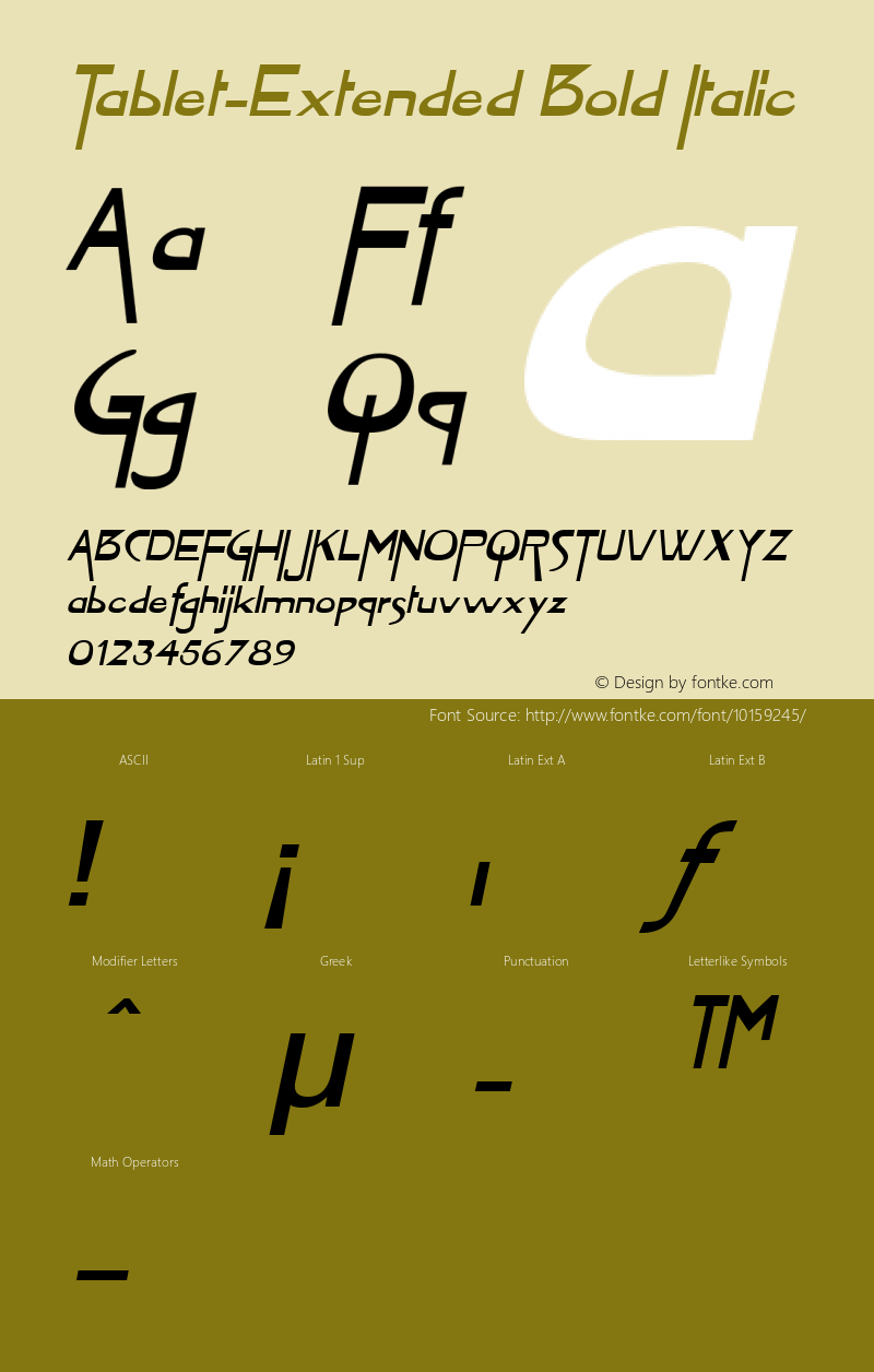 Tablet-Extended Bold Italic 1.0/1995: 2.0/2001图片样张