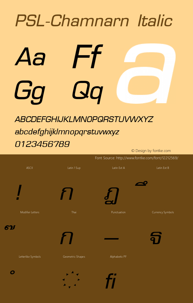 PSL-Chamnarn Italic Version 1.000 2006 initial release图片样张