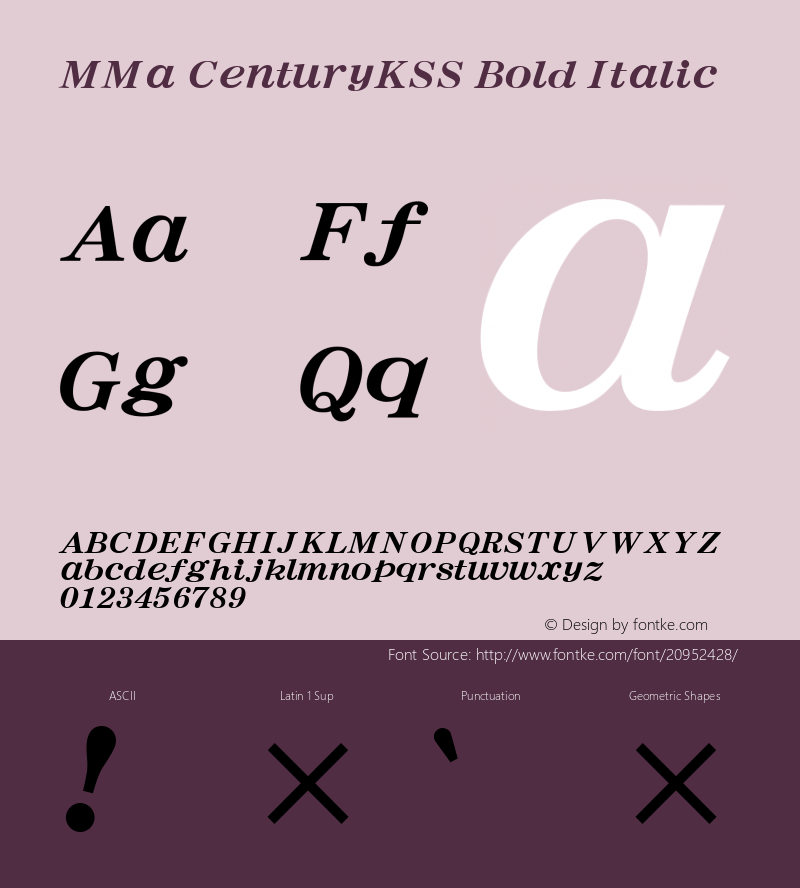 MMa CenturyKSS Bold Italic Version 1.000;PS 001.000;hotconv 1.0.38;makeotf.lib1.6.5960图片样张