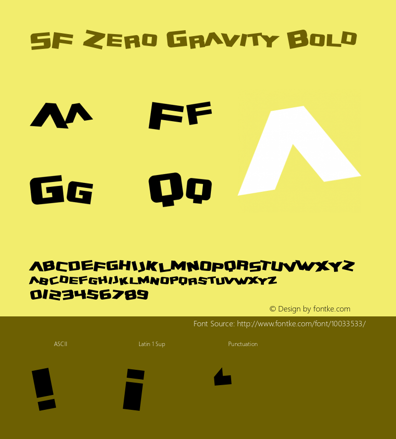 SF Zero Gravity Bold ver 1.1; 1999. Freeware for non-commercial use.图片样张