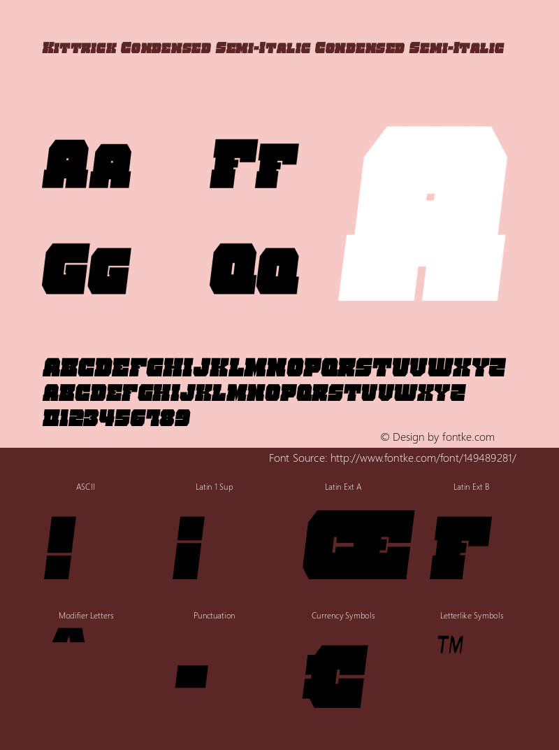 Kittrick Condensed Semi-Italic Version 1.0; 2019图片样张