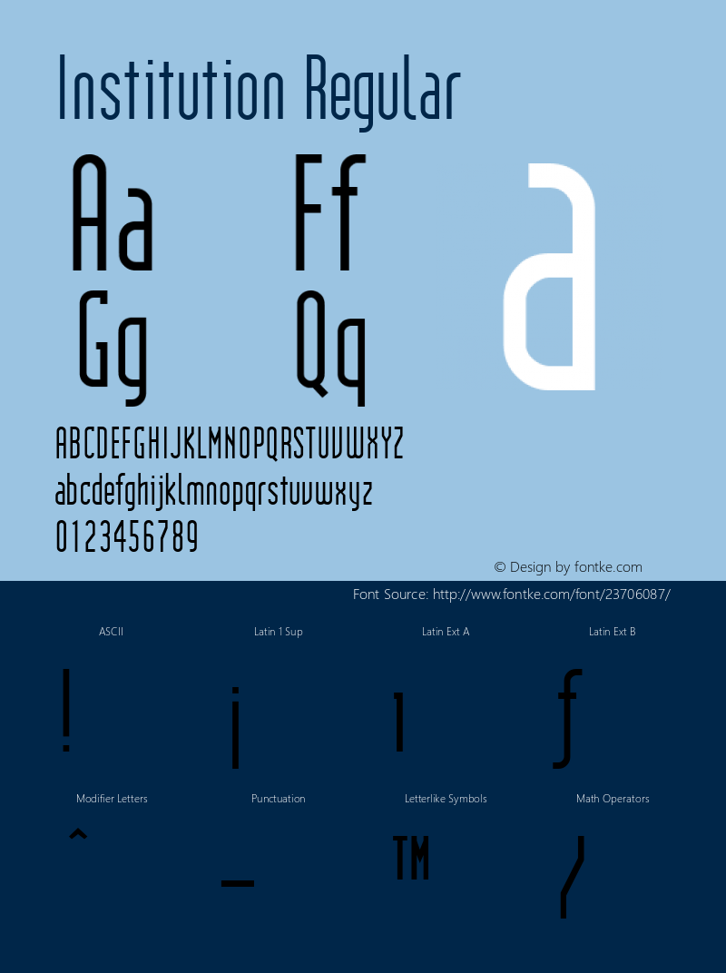 Institution Regular Accurate Research Professional Fonts, Copyright (c)1995图片样张