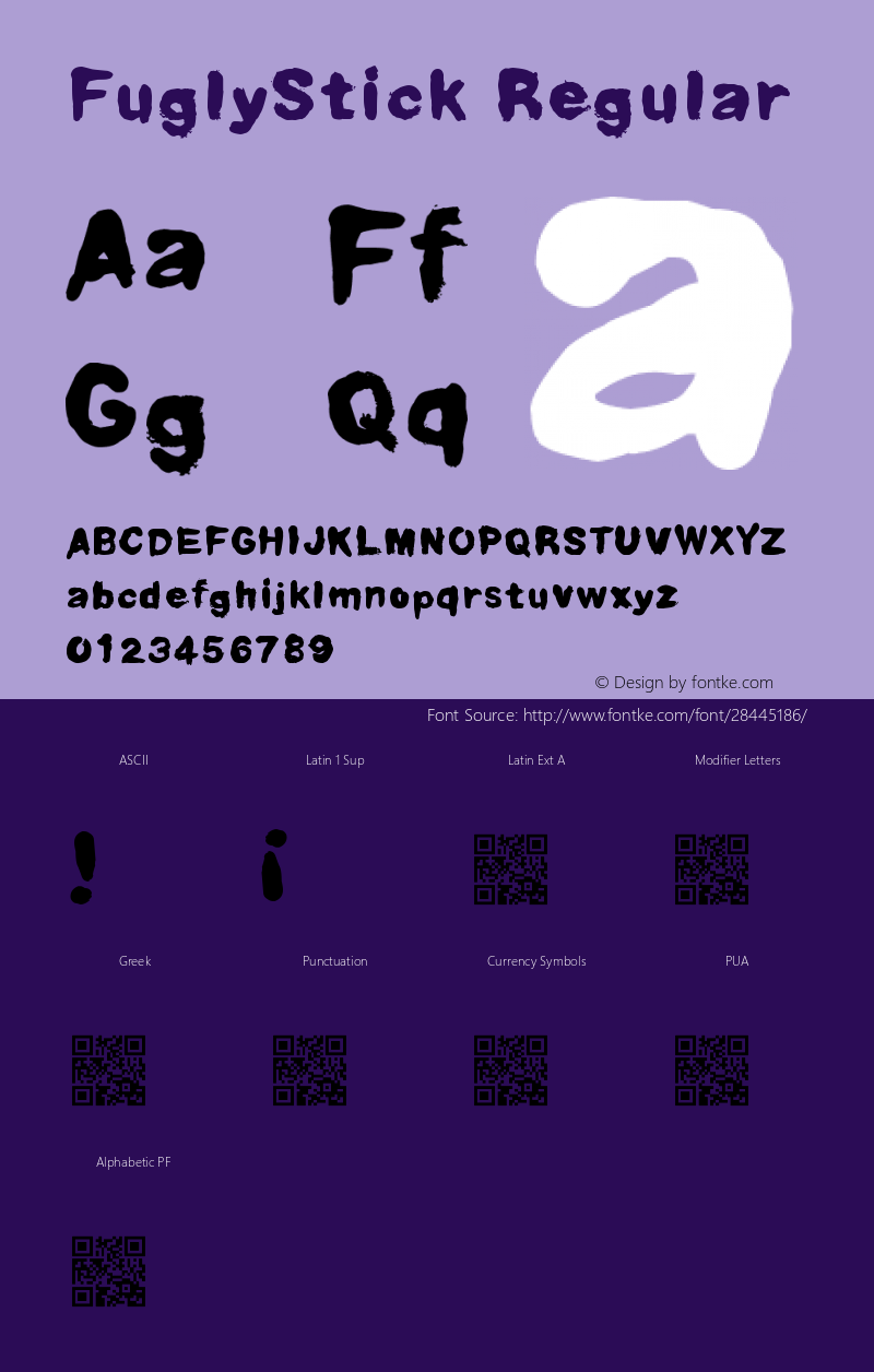 FuglyStick Version 1.00;January 20, 2019;FontCreator 11.5.0.2430 64-bit图片样张