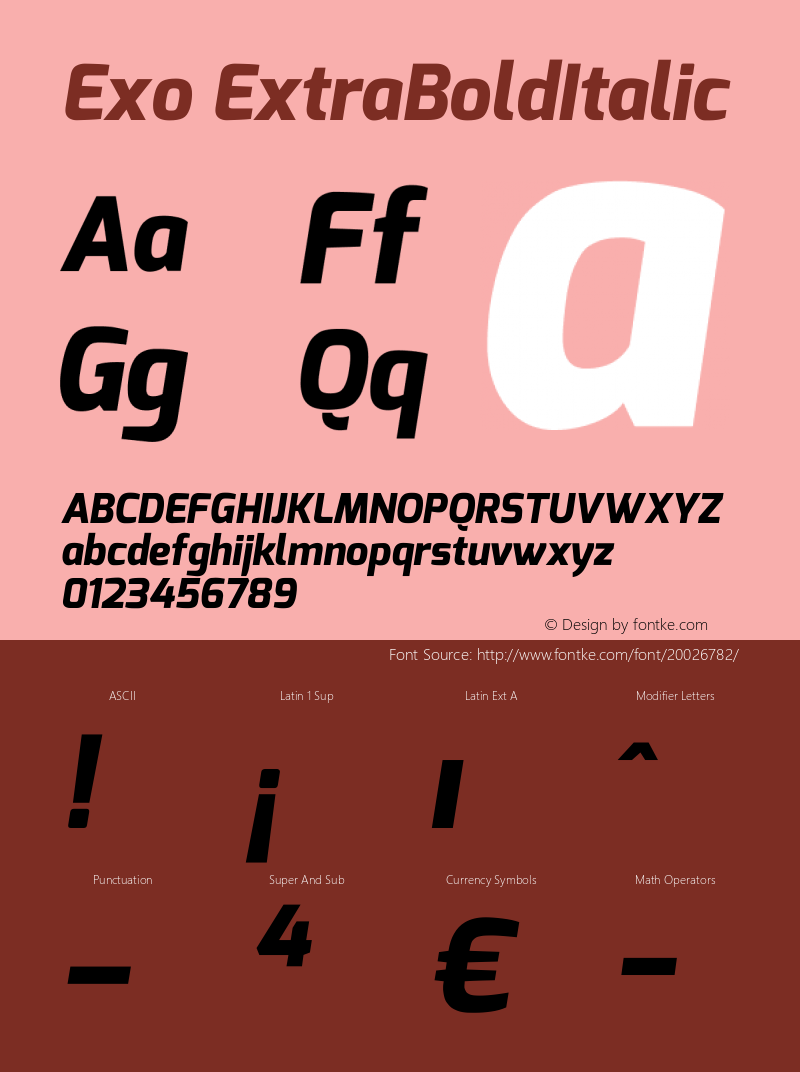 Exo ExtraBold Italic Version 1.00图片样张