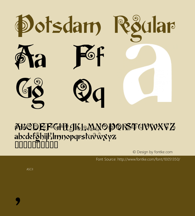 Potsdam Regular Altsys Fontographer 4.0.3 22.05.1994图片样张