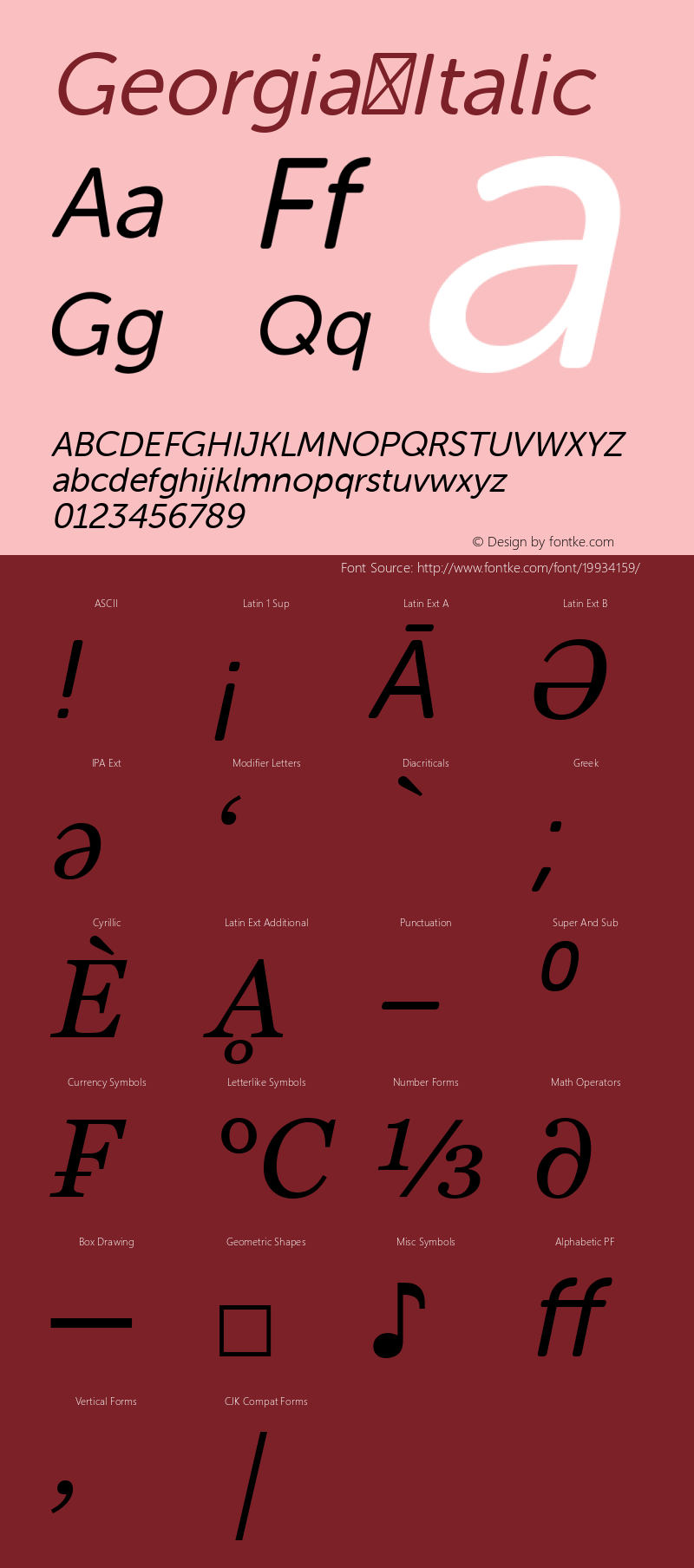 Georgia Italic Version 5.00x-4图片样张