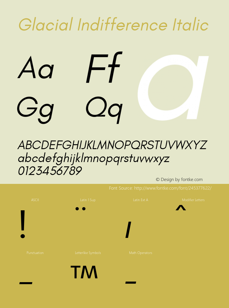 Glacial Indifference Italic Version 1.01 2015图片样张