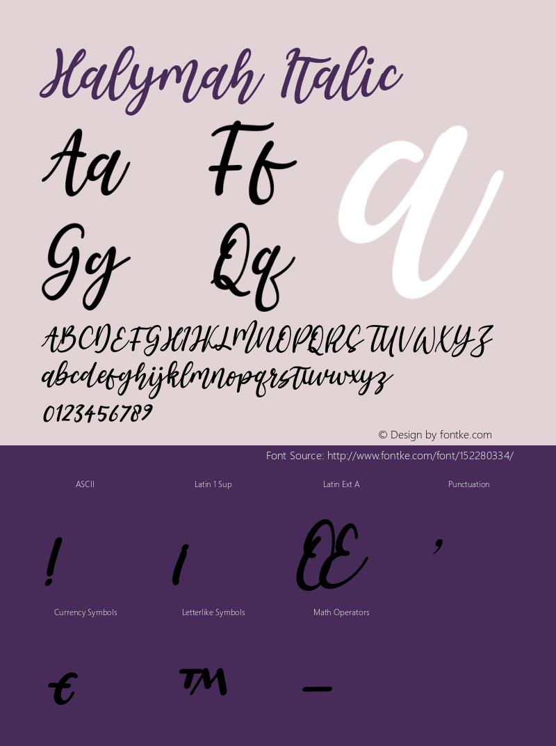 Halymah-Italic Version 1.00;December 28, 2020;FontCreator 13.0.0.2683 64-bit图片样张