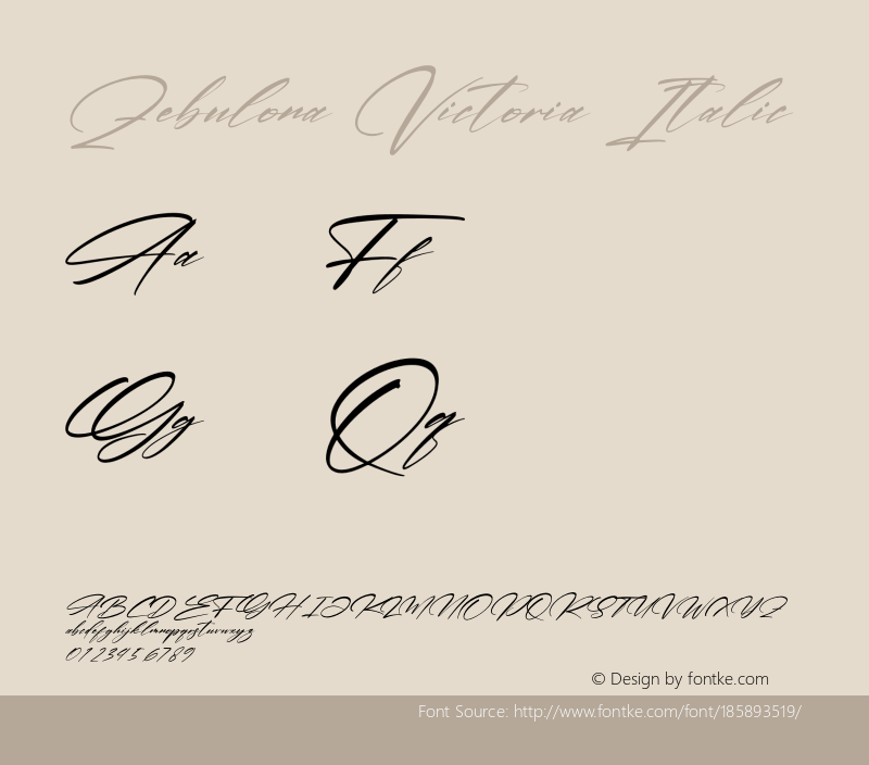 Zebulona Victoria Italic Version 1.00;October 20, 2021;FontCreator 13.0.0.2683 64-bit图片样张