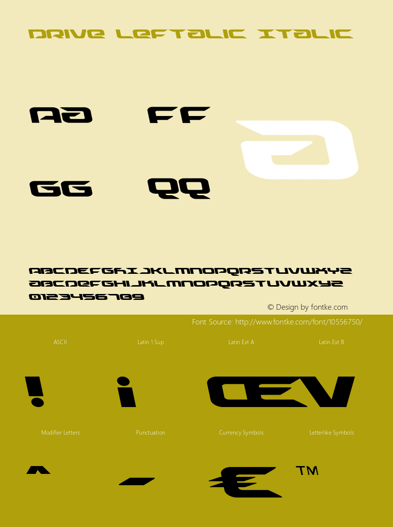 Drive Leftalic Italic Version 1.0; 2014图片样张
