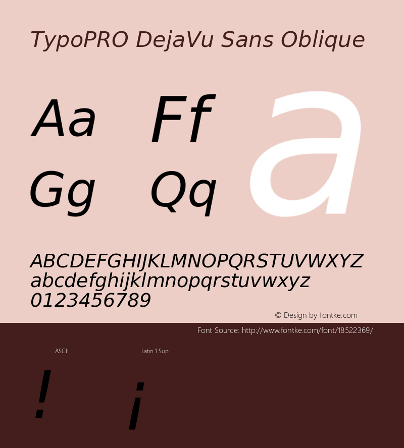 TypoPRO DejaVu Sans Oblique Version 2.37图片样张