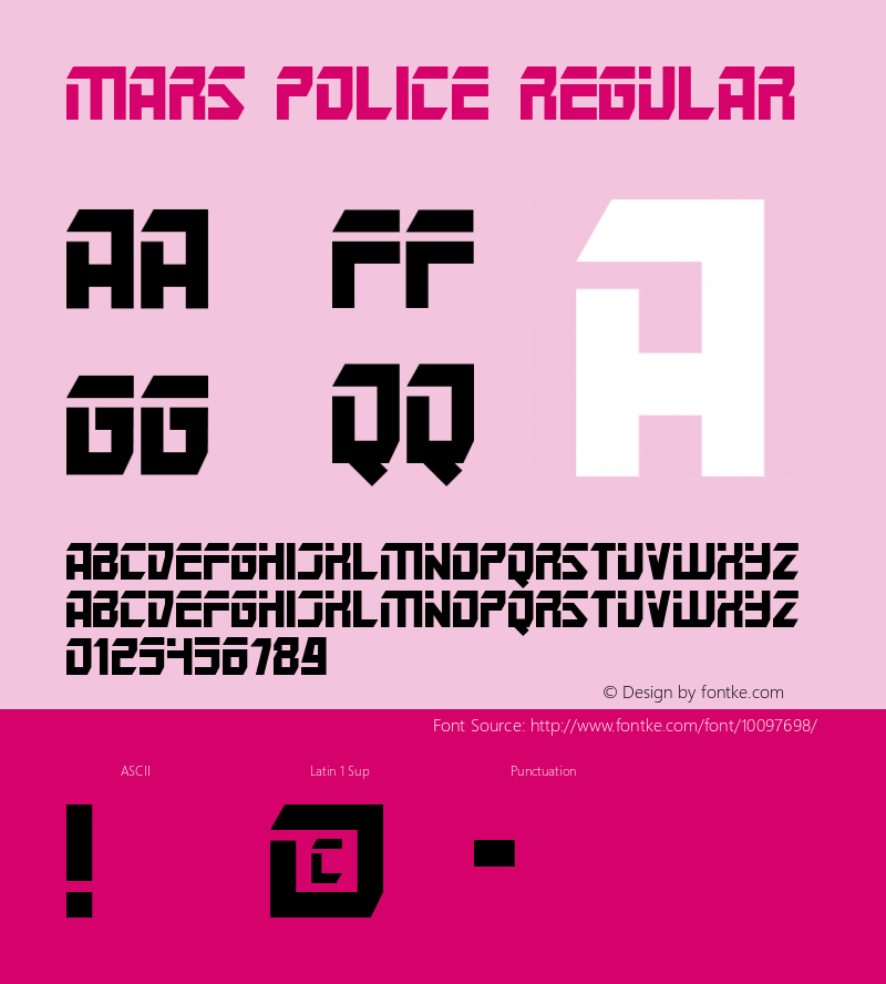 Mars Police Regular Macromedia Fontographer 4.1 11/18/01图片样张