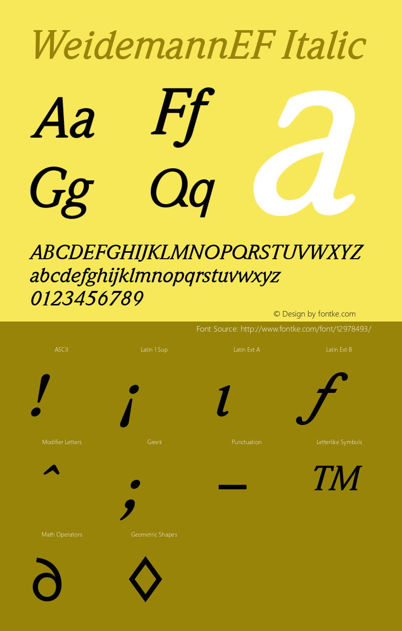 WeidemannEF Italic OTF 1.000;PS 001.000;Core 1.0.29图片样张