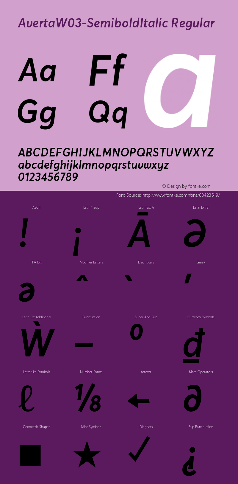 Averta W03 Semibold Italic Version 1.20图片样张