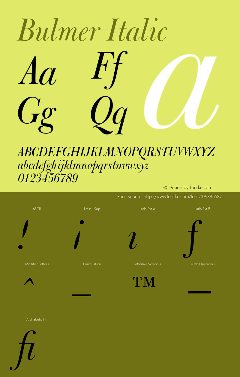 Bulmer Italic Version 003.001图片样张