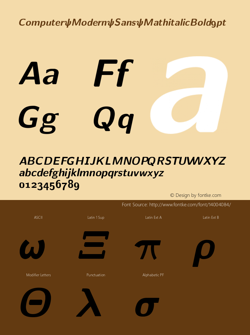 Computer Modern Sans MathitalicBold9pt Version 001.001图片样张