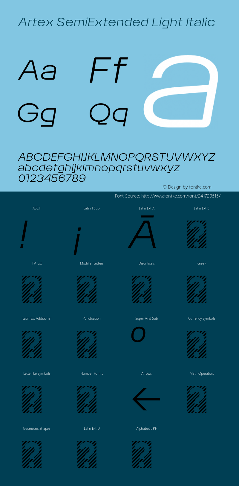 Artex SemiExtended Light Italic Version 1.005图片样张