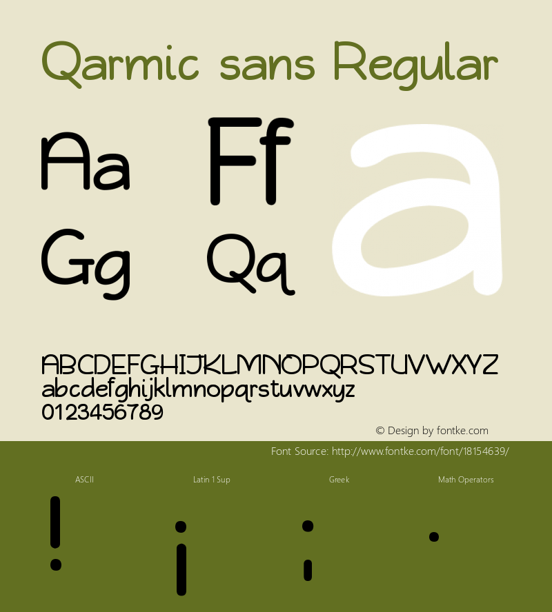 Qarmic sans Regular Qarmic sans Version 1.00; February 2009 initial release图片样张