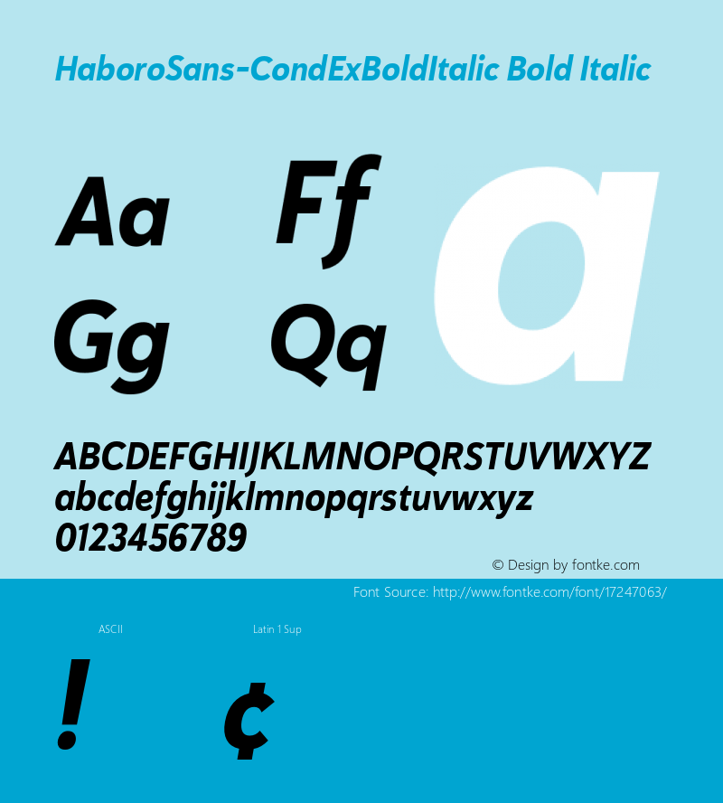 HaboroSans-CondExBoldItalic Bold Italic Version 1.0图片样张