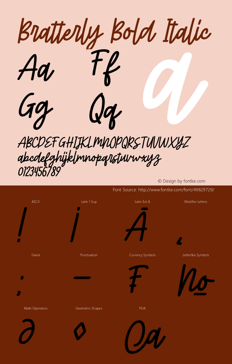 Bratterly Bold Italic Version 1.00;December 19, 2019;FontCreator 11.5.0.2422 64-bit图片样张