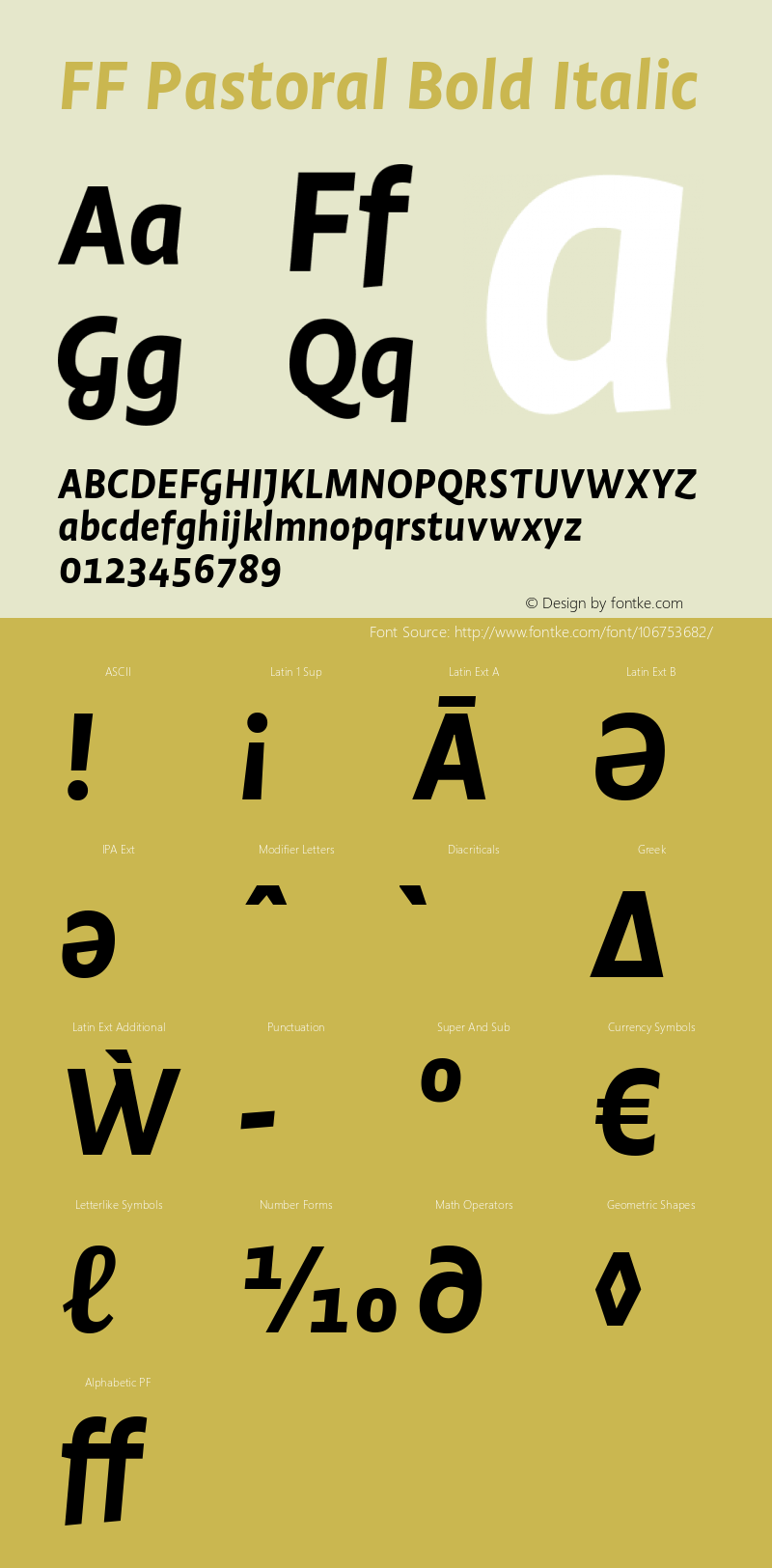 FF Pastoral Bold Italic 1.00图片样张