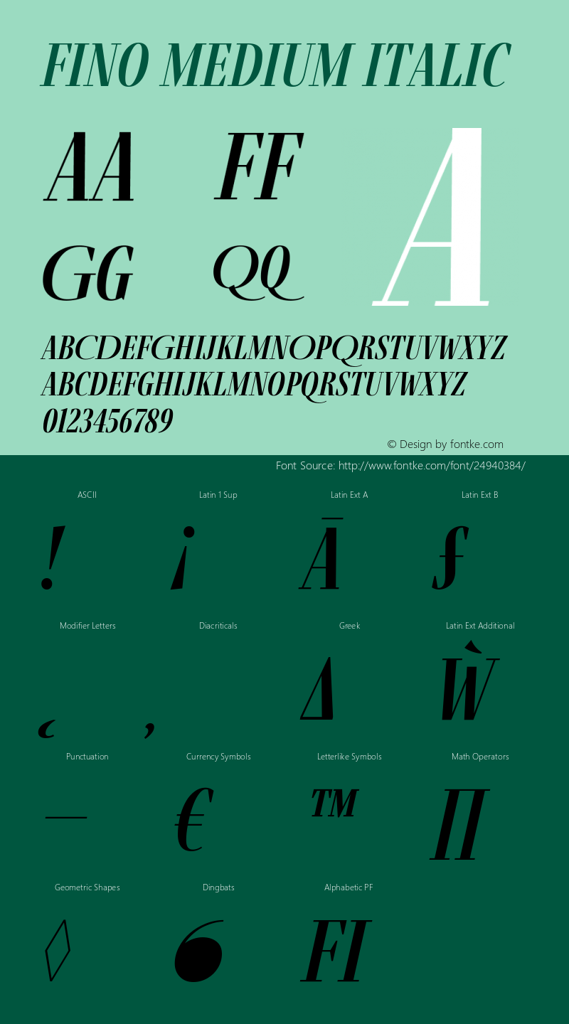 Fino Medium Italic Version 1.012;PS 001.012;hotconv 1.0.88;makeotf.lib2.5.64775图片样张