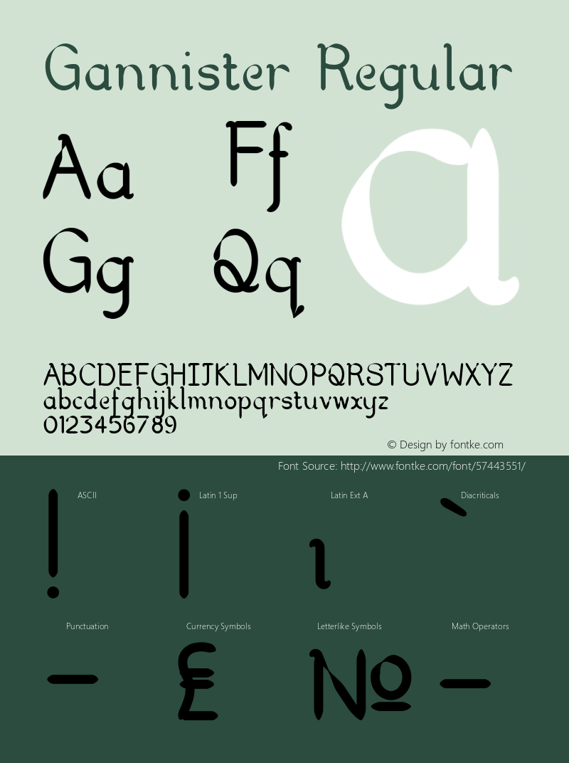 Gannister Version 1.00;August 28, 2019;FontCreator 12.0.0.2546 64-bit图片样张