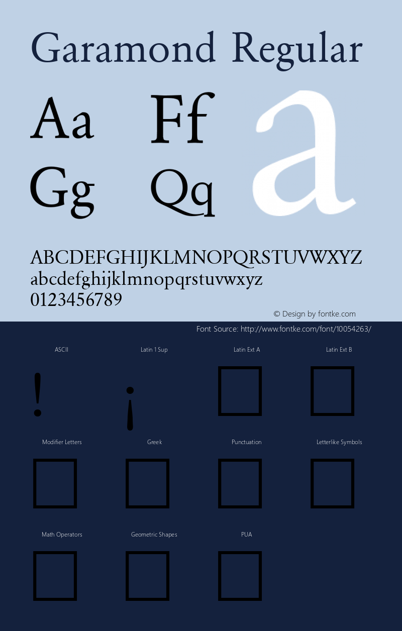 Garamond Regular Altsys Fontographer 3.5  4/15/93图片样张