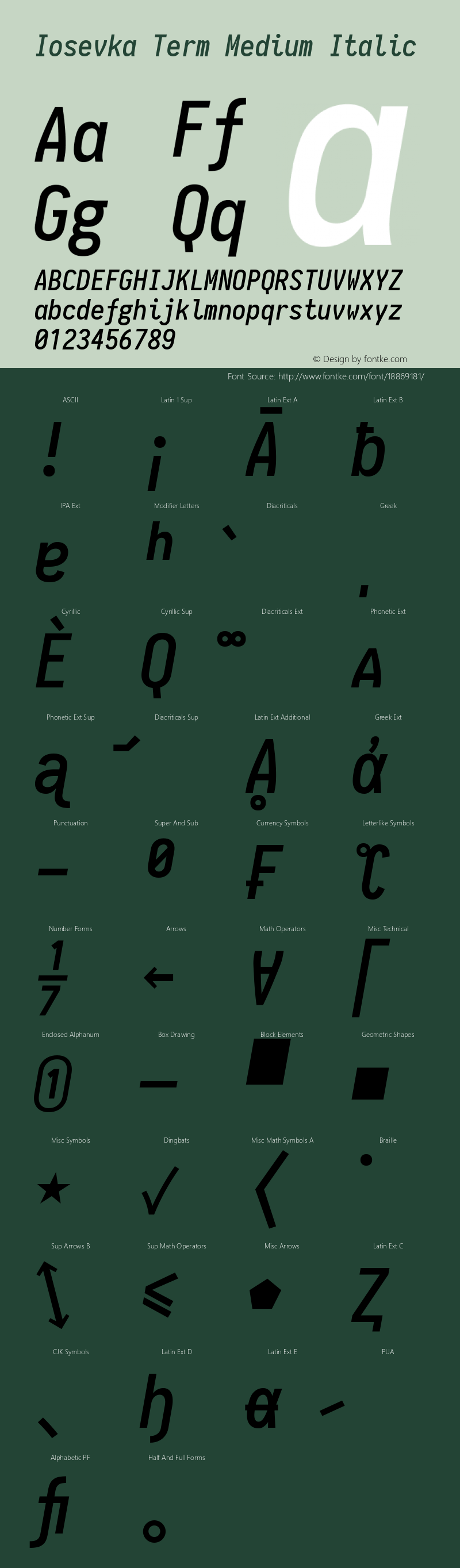 Iosevka Term Medium Italic 1.11.1; ttfautohint (v1.6)图片样张