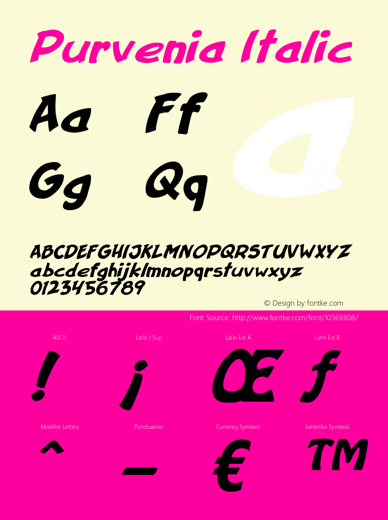 Purvenia Italic Version 1.000图片样张