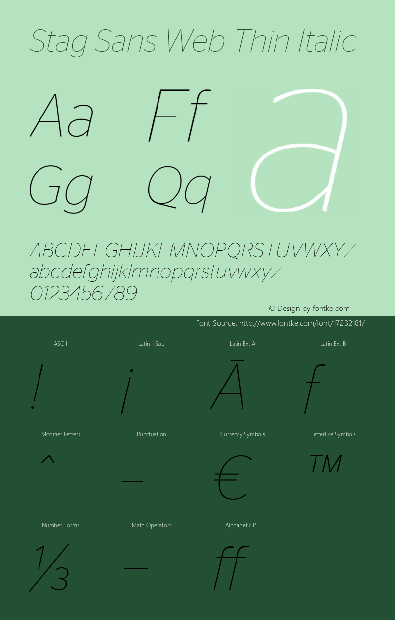 Stag Sans Web Thin Italic Version 1.1 2007图片样张