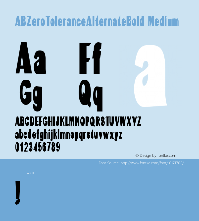 ABZeroToleranceAlternateBold Medium Version 001.000图片样张