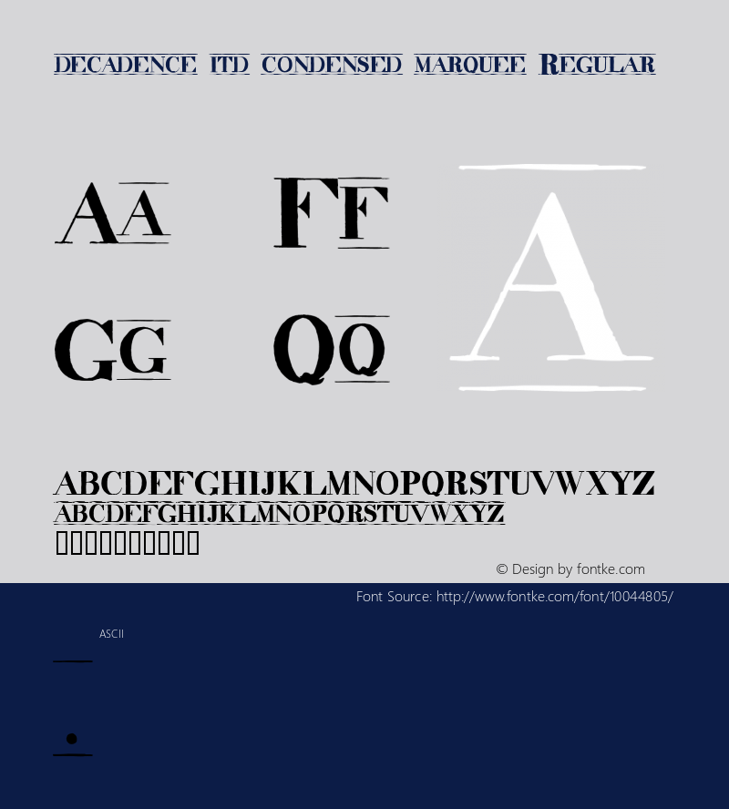 decadence itd condensed marquee Regular v1.0 4/4/97图片样张