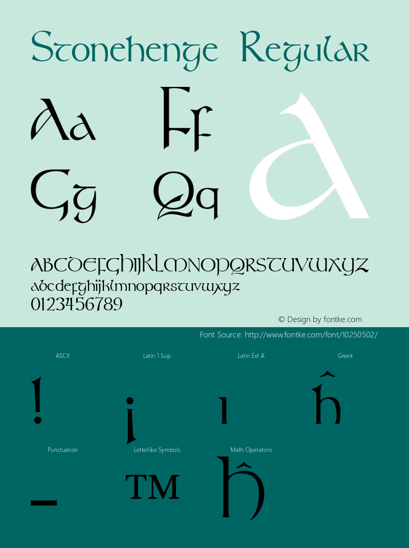 Stonehenge Regular Altsys Fontographer 3.5  7/15/93图片样张