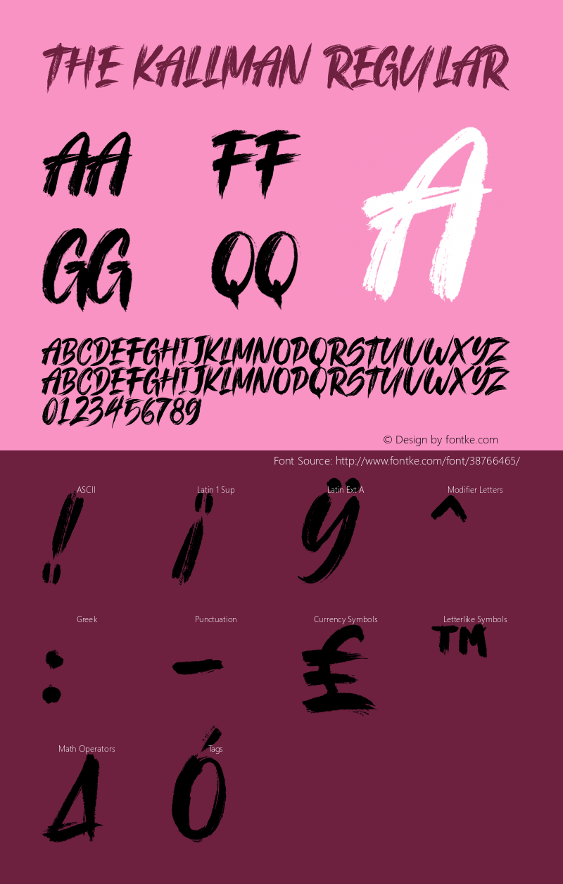 The Kallman Version 1.00;October 7, 2019;FontCreator 12.0.0.2535 64-bit图片样张