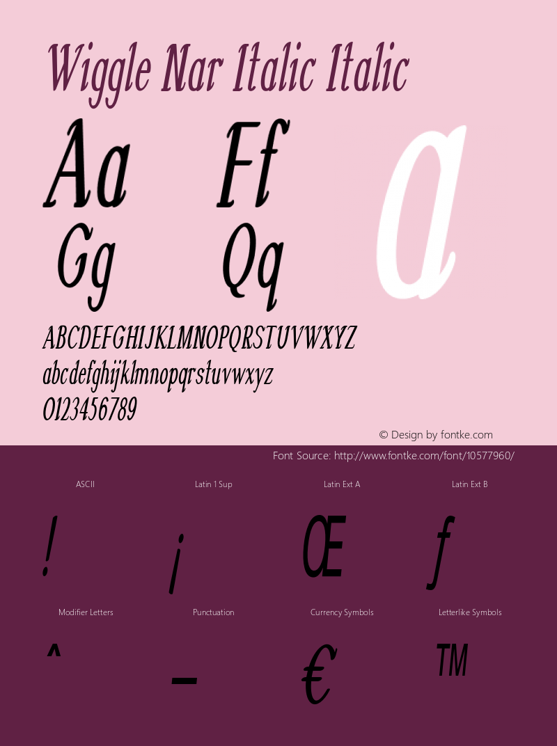 Wiggle Nar Italic Italic Version 1.000图片样张