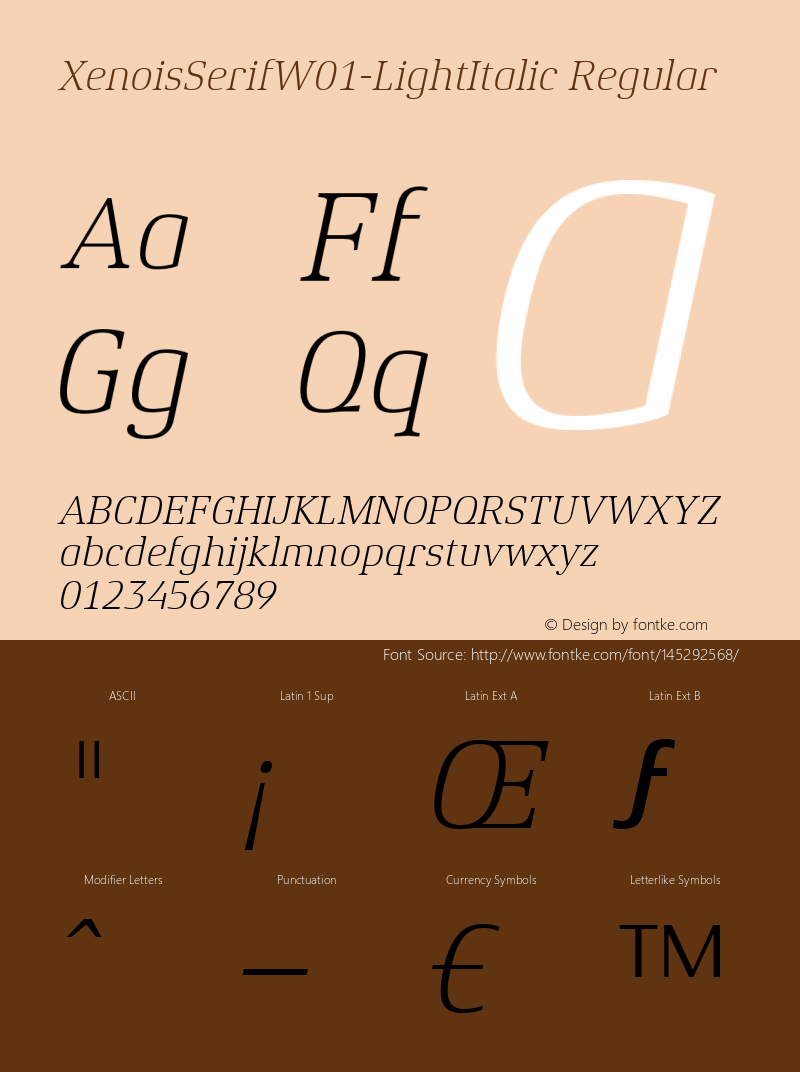 Xenois Serif W01 Light Italic Version 1.00图片样张
