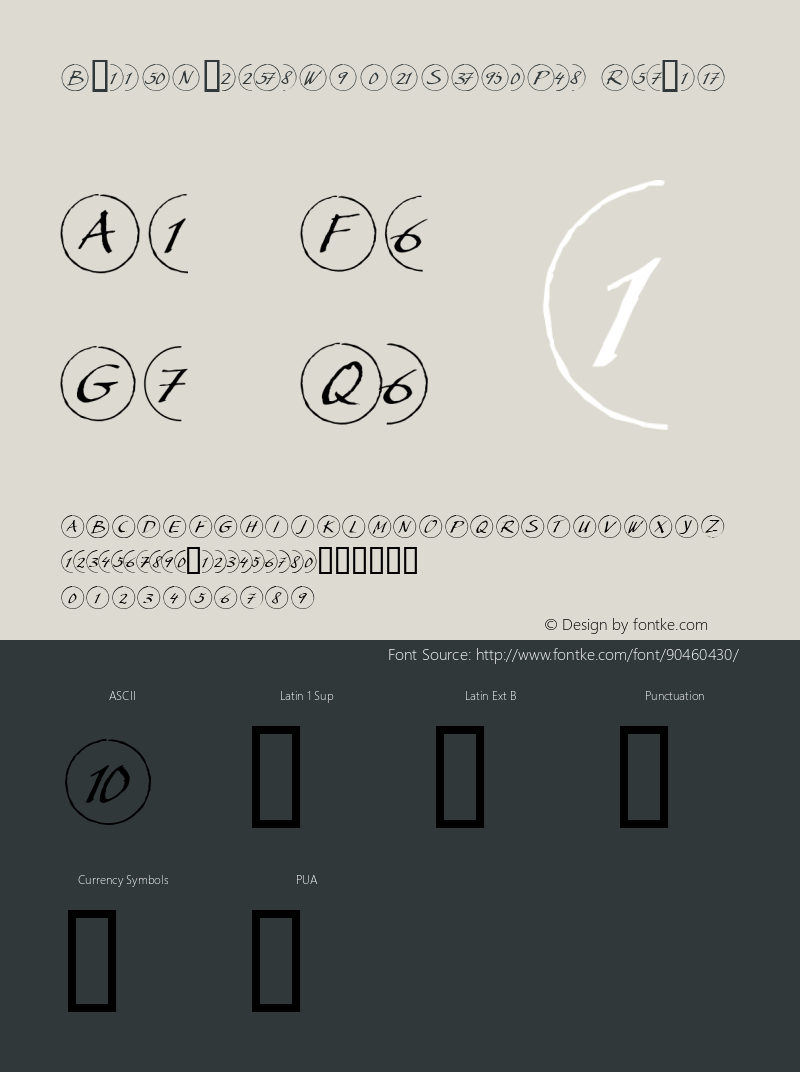 Bullet Numbers W90 Script Pos Version 1.1图片样张