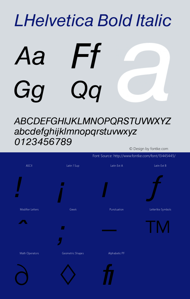 LHelvetica Bold Italic Version 4.00 April 16, 2007图片样张