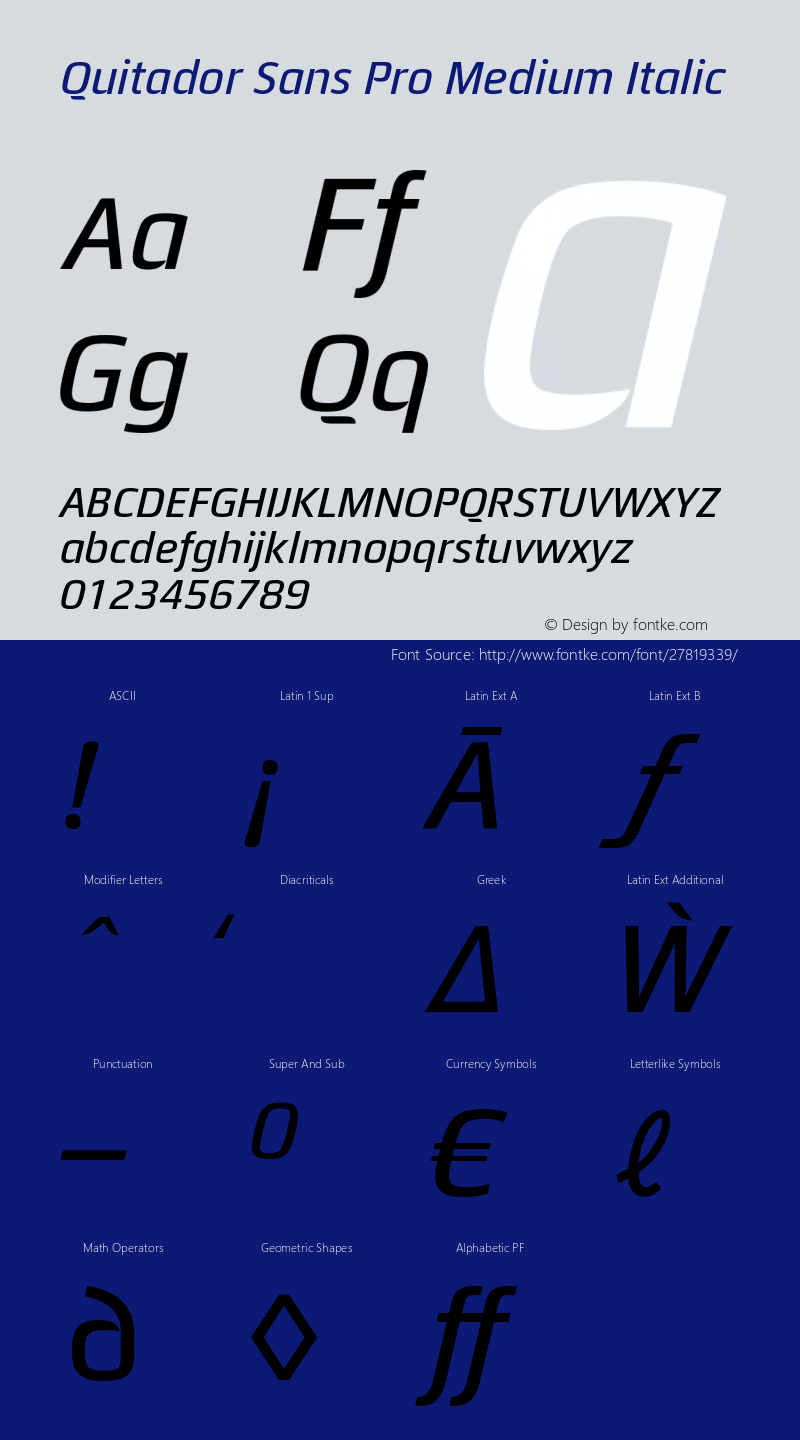 Quitador Sans Pro Medium Italic Version 1.00图片样张