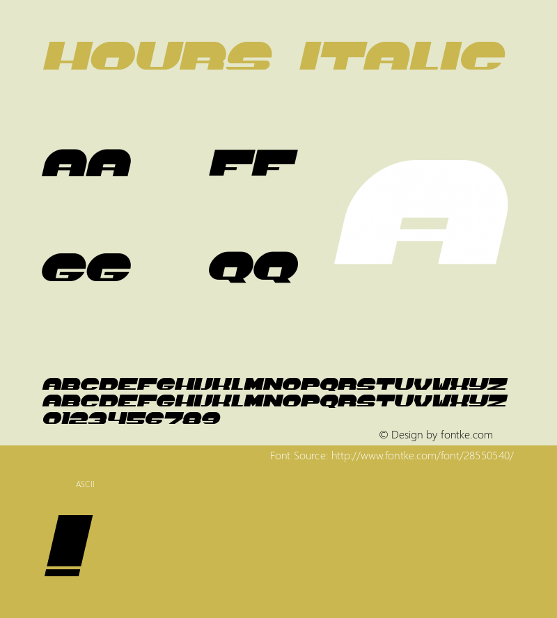 Hours Italic Version 1.000图片样张