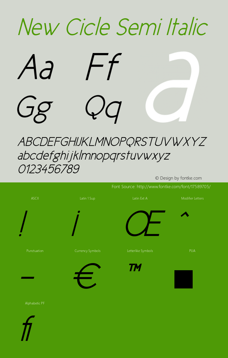 New Cicle Semi Italic Version 001.000图片样张
