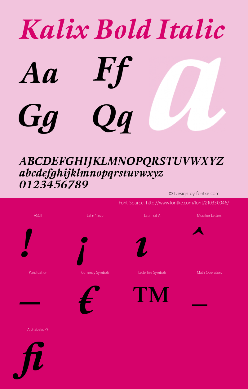 Kalix Bold Italic Version 1.00图片样张