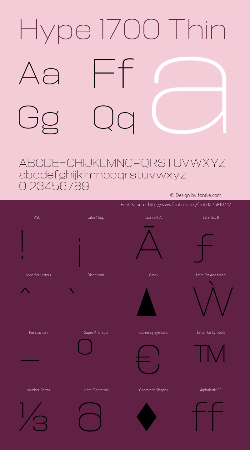 Hype 1700 Thin Version 1.000;hotconv 1.0.109;makeotfexe 2.5.65596图片样张
