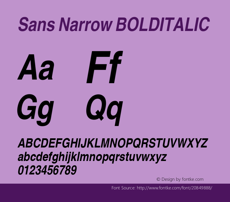 Sans Narrow BOLDITALIC 001.000图片样张